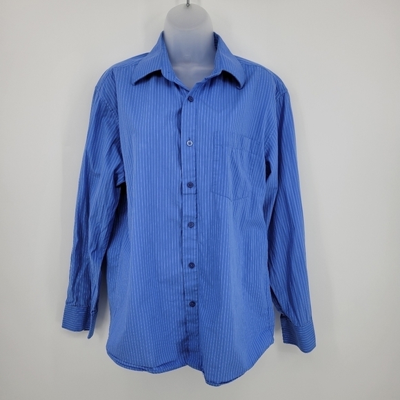 Men's Blue Plaid Eighty Eight Button Front Shirt,Size M - Picture 4 of 11